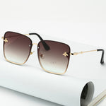 2022 New Fashion Lady Oversize Rimless Square Bee Sunglasses Women Men Small Bee Glasses Gradient Sun Glasses Female UV400