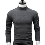 Men Shirt Sweaters Solid Color Half High Collar Casual Slim Long Sleeve Keep Warm Tight Shirt Male for Men Clothes Inner Wear