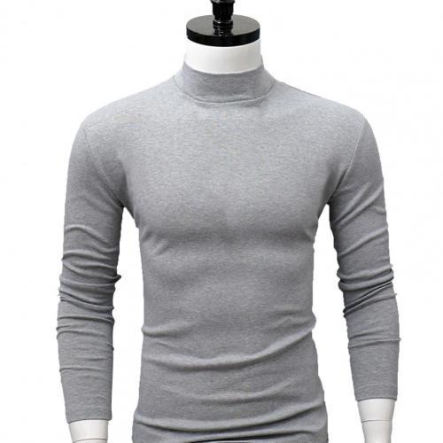 Men Shirt Sweaters Solid Color Half High Collar Casual Slim Long Sleeve Keep Warm Tight Shirt Male for Men Clothes Inner Wear
