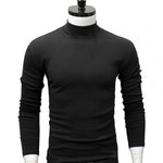 Men Shirt Sweaters Solid Color Half High Collar Casual Slim Long Sleeve Keep Warm Tight Shirt Male for Men Clothes Inner Wear