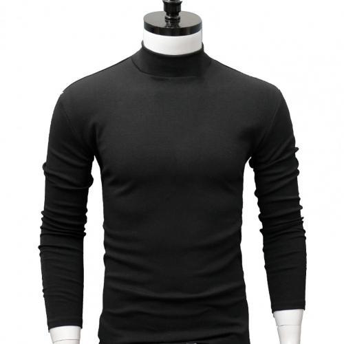 Men Shirt Sweaters Solid Color Half High Collar Casual Slim Long Sleeve Keep Warm Tight Shirt Male for Men Clothes Inner Wear