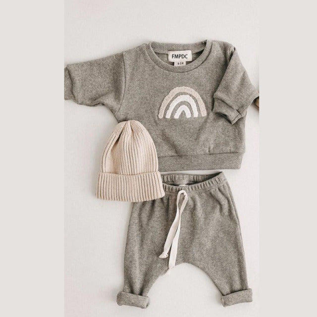 Fashion Kids Clothes Set Toddler Baby Boy Girl Pattern Casual Tops + Child Loose Trousers 2pcs Baby Boy Designer Clothing Outfit