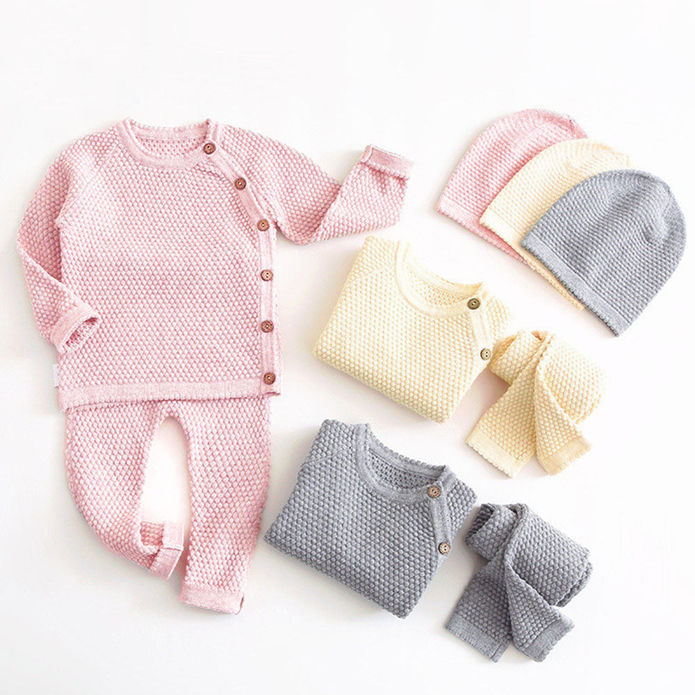 Baby Boy Girl Clothes Sets Spring Newborn Baby Girl Clothing Tops + Pant Outfits Baby Knit Sweater Baby Pajamas Sets