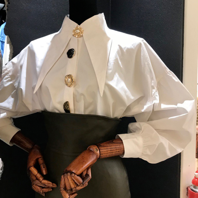 2022 Autumn Comfort Women's Shirt Sharp Corner Lapel Fashion Lady Blouse All-match Long-sleeved Shirt Blouse Blusas Mujer 15630