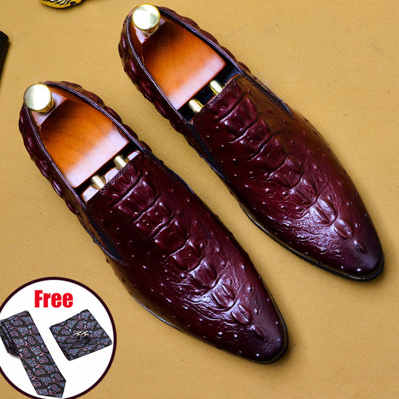Phenkang Genuine Leather Black Mens Shoes Oxford Office Shoes For Men Luxury Dress Shoes Slipon Wedding Shoes For Men
