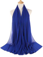 Muslim Bubble Chiffon Hijab Scarf Women Solid Color Soft Long Shawls and Wraps Georgette Islamic Head Scarves Ladies Hijabs