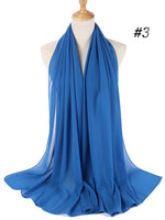 Muslim Bubble Chiffon Hijab Scarf Women Solid Color Soft Long Shawls and Wraps Georgette Islamic Head Scarves Ladies Hijabs