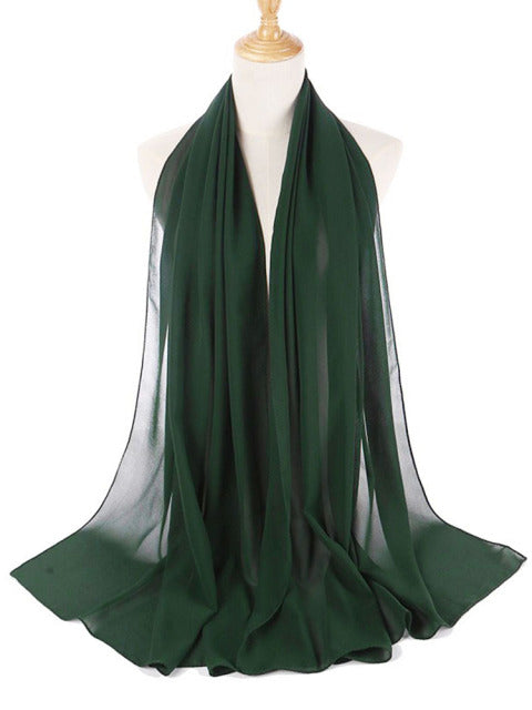 Muslim Bubble Chiffon Hijab Scarf Women Solid Color Soft Long Shawls and Wraps Georgette Islamic Head Scarves Ladies Hijabs