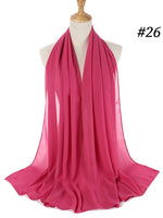 Muslim Bubble Chiffon Hijab Scarf Women Solid Color Soft Long Shawls and Wraps Georgette Islamic Head Scarves Ladies Hijabs