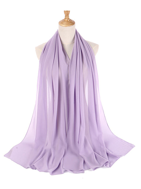 Muslim Bubble Chiffon Hijab Scarf Women Solid Color Soft Long Shawls and Wraps Georgette Islamic Head Scarves Ladies Hijabs