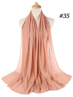 Muslim Bubble Chiffon Hijab Scarf Women Solid Color Soft Long Shawls and Wraps Georgette Islamic Head Scarves Ladies Hijabs