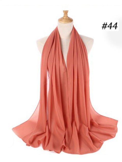 Muslim Bubble Chiffon Hijab Scarf Women Solid Color Soft Long Shawls and Wraps Georgette Islamic Head Scarves Ladies Hijabs