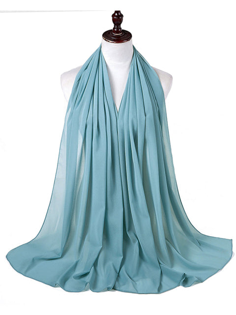 Muslim Bubble Chiffon Hijab Scarf Women Solid Color Soft Long Shawls and Wraps Georgette Islamic Head Scarves Ladies Hijabs