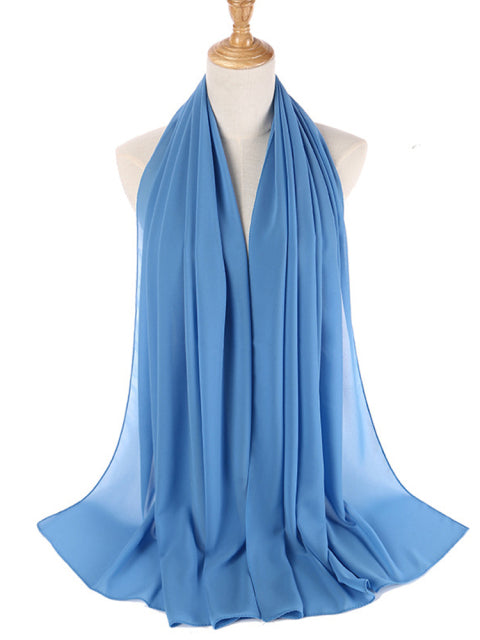 Plain Color Chiffon Scarf Hijab Headband Female Islamic Head Cover Wrap for Women Muslim Jersey Hijabs Hair Scarves Headscarf