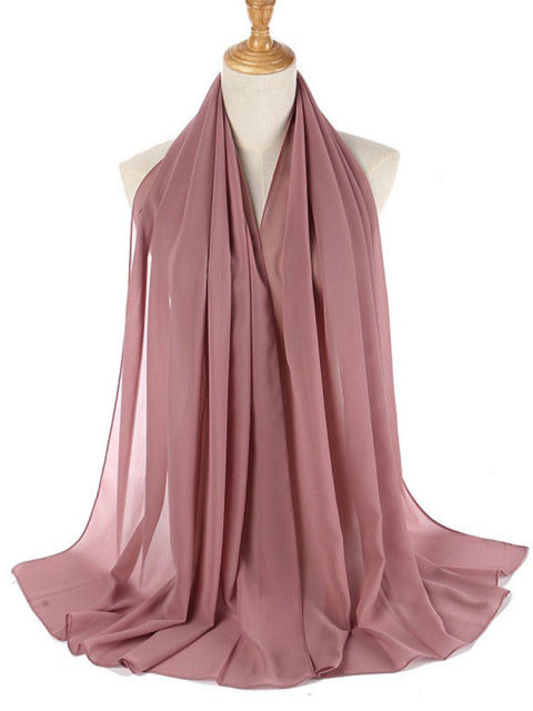 Plain Color Chiffon Scarf Hijab Headband Female Islamic Head Cover Wrap for Women Muslim Jersey Hijabs Hair Scarves Headscarf