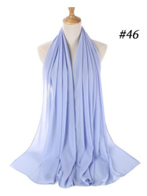 Plain Color Chiffon Scarf Hijab Headband Female Islamic Head Cover Wrap for Women Muslim Jersey Hijabs Hair Scarves Headscarf