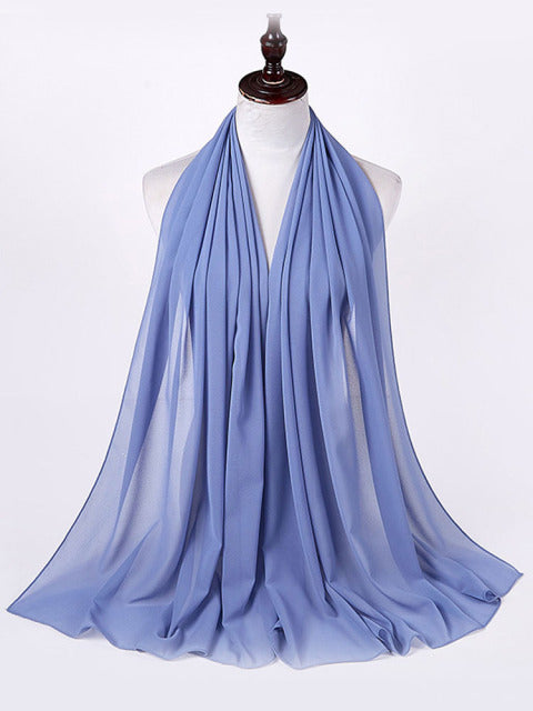 Plain Color Chiffon Scarf Hijab Headband Female Islamic Head Cover Wrap for Women Muslim Jersey Hijabs Hair Scarves Headscarf