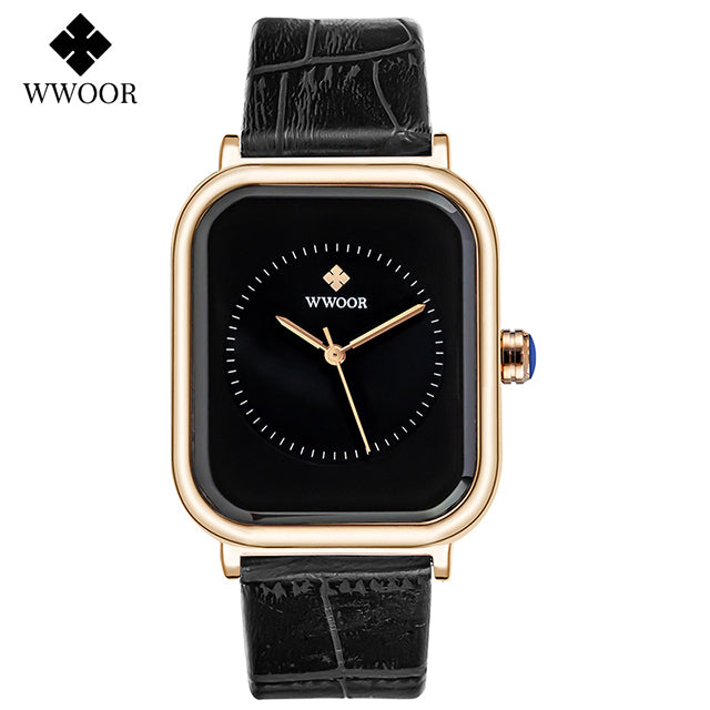 Fashion Women Watches 2022 WWOOR White Leather Minimalist Rectangle Ladies Quartz Dress Wristwatch Relogio Feminino Montre Femme