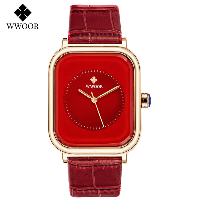 Fashion Women Watches 2022 WWOOR White Leather Minimalist Rectangle Ladies Quartz Dress Wristwatch Relogio Feminino Montre Femme