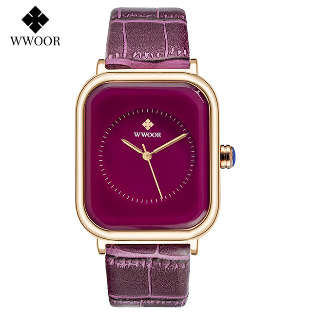 Fashion Women Watches 2022 WWOOR White Leather Minimalist Rectangle Ladies Quartz Dress Wristwatch Relogio Feminino Montre Femme