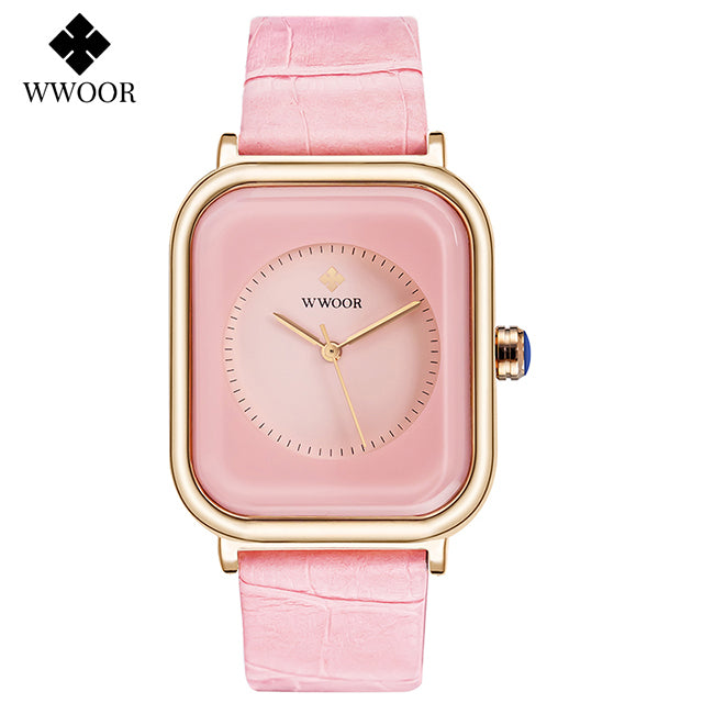 Fashion Women Watches 2022 WWOOR White Leather Minimalist Rectangle Ladies Quartz Dress Wristwatch Relogio Feminino Montre Femme