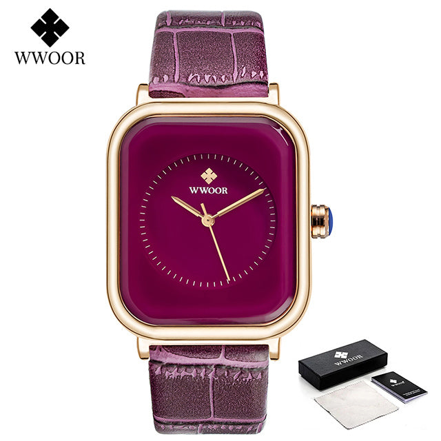 Fashion Women Watches 2022 WWOOR White Leather Minimalist Rectangle Ladies Quartz Dress Wristwatch Relogio Feminino Montre Femme