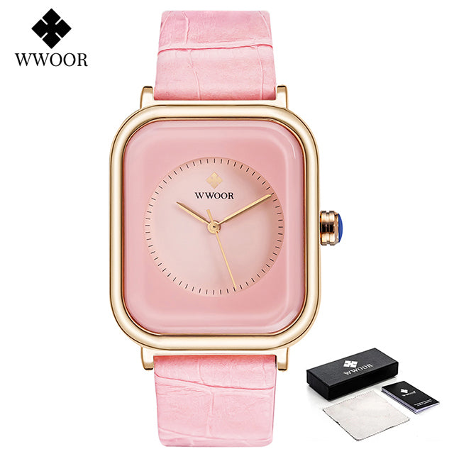 Fashion Women Watches 2022 WWOOR White Leather Minimalist Rectangle Ladies Quartz Dress Wristwatch Relogio Feminino Montre Femme