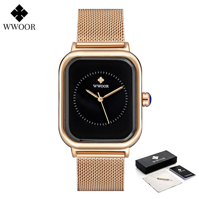 Fashion Women Watches 2022 WWOOR White Leather Minimalist Rectangle Ladies Quartz Dress Wristwatch Relogio Feminino Montre Femme