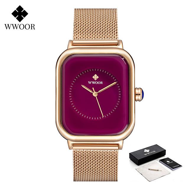 Fashion Women Watches 2022 WWOOR White Leather Minimalist Rectangle Ladies Quartz Dress Wristwatch Relogio Feminino Montre Femme