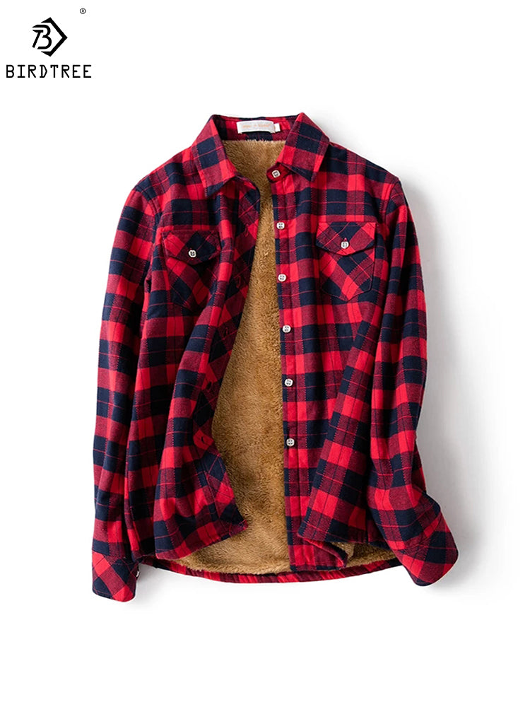 Velvet Thick Warm Women's Plaid Shirt Female Long Sleeve Tops M-5XL Winter Fleece Casual Check Blouse Autumn Clothes T77710A