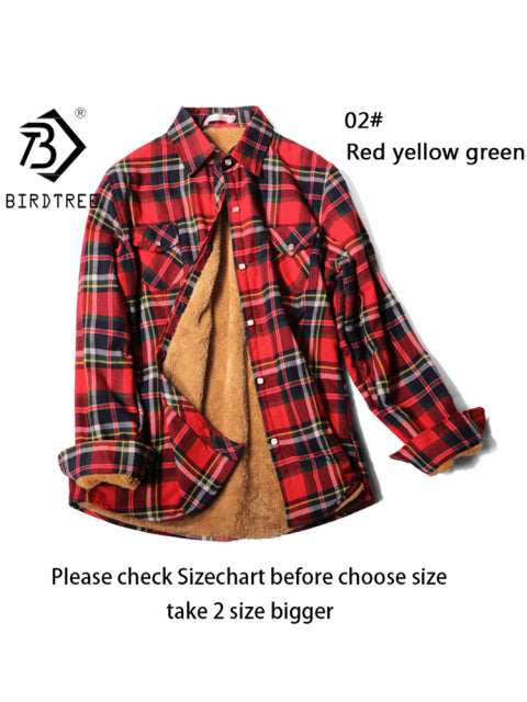 Velvet Thick Warm Women&#39;s Plaid Shirt Female Long Sleeve Tops M-5XL Winter Fleece Casual Check Blouse Autumn Clothes T77710A