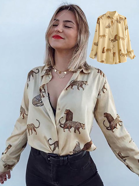 women satin blouse long sleeve zebra print shirts vintage office ladies tops femme chandails fashion blusa de mujer Chandails