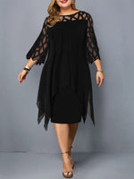 Plus Size Dresses 4XL 5XL 6XL Lace Mesh Sexy Elegant Midi Party Dress Red Black Green Purple Loose Hellow Women's Clothing 2021