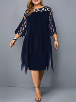 Plus Size Dresses 4XL 5XL 6XL Lace Mesh Sexy Elegant Midi Party Dress Red Black Green Purple Loose Hellow Women's Clothing 2021