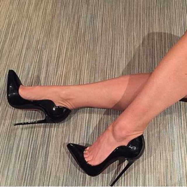 Veowalk Pink Curl Upper Women Patent Pointed Toe Stiletto High Heels Sexy Ladies Party Dress Shoes Club Dance Pumps Plus Size