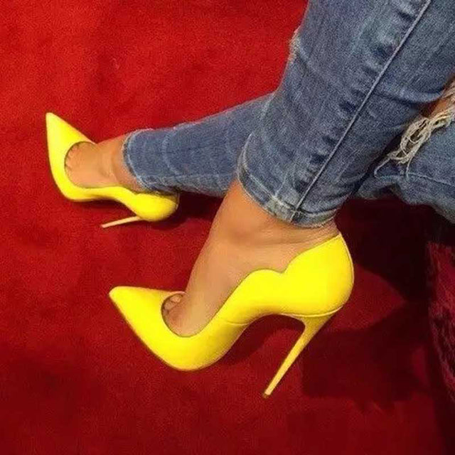 Veowalk Pink Curl Upper Women Patent Pointed Toe Stiletto High Heels Sexy Ladies Party Dress Shoes Club Dance Pumps Plus Size