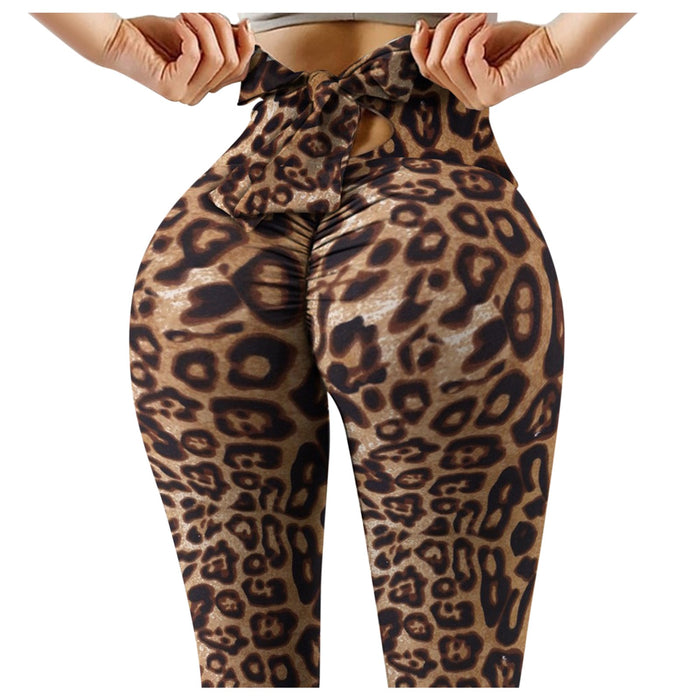 Bowknot Printing Workout Leggings Sports Running Athletic Pants Fitness Running Gym Exercise Training Bottoms Trousers Lady