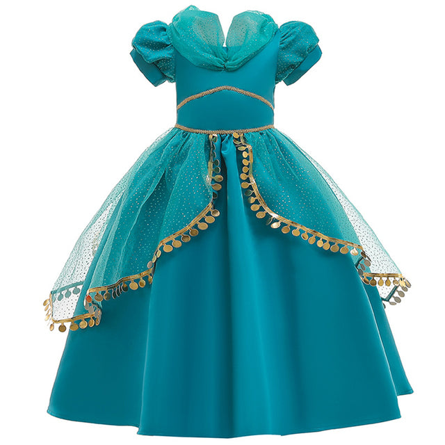 Kids Jasmine Dress Aladdin Princess Magic Lamp Girls Birthday Party Cosplay Costume Top+Pant+Headband Carnival Clothing Vestidos