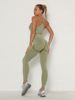 Women's Sets Skinny Tracksuit Breathable Bra Long Sleeve Top Seamless Outfits High Waist Push Up Leggings Gym Clothes Sport Suit