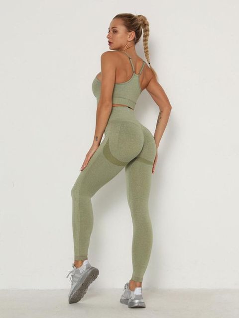 Women's Sets Skinny Tracksuit Breathable Bra Long Sleeve Top Seamless Outfits High Waist Push Up Leggings Gym Clothes Sport Suit