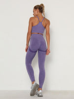 Women's Sets Skinny Tracksuit Breathable Bra Long Sleeve Top Seamless Outfits High Waist Push Up Leggings Gym Clothes Sport Suit