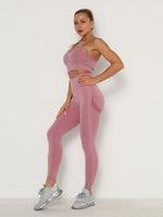 Women's Sets Skinny Tracksuit Breathable Bra Long Sleeve Top Seamless Outfits High Waist Push Up Leggings Gym Clothes Sport Suit
