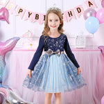 Kids Autumn Winter Dresses for Girls Star Sequins Princess Dress Girl Long Sleeve Party Vestidos Girls Dress Children Clothing
