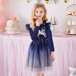 Kids Autumn Winter Dresses for Girls Star Sequins Princess Dress Girl Long Sleeve Party Vestidos Girls Dress Children Clothing