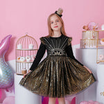Kids Autumn Winter Dresses for Girls Star Sequins Princess Dress Girl Long Sleeve Party Vestidos Girls Dress Children Clothing