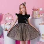 DXTON Girls Clothes 2022 New Summer Princess Dresses Flying Sleeve Kids Dress Unicorn Party Girls Dresses Children Clothing 3-8Y