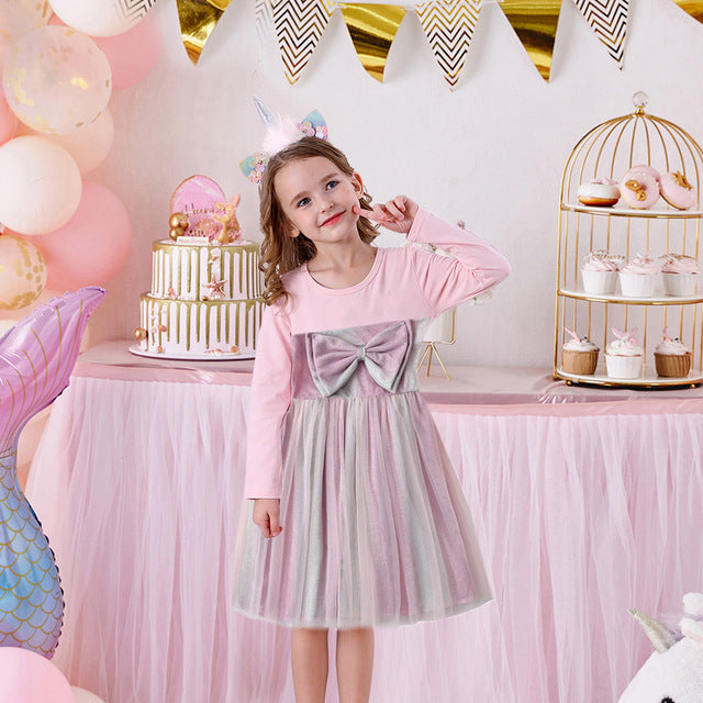 VIKITA Girls Dress Autumn Winter Kids Casual Long Sleeve Dress for Girl Unicorn Party Princess Dress Children Clothing 3-8 Years