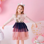 VIKITA Girls Dress Autumn Winter Kids Casual Long Sleeve Dress for Girl Unicorn Party Princess Dress Children Clothing 3-8 Years