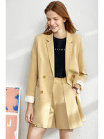 Amii Minimalism Spring Female Offical Lady Blazer Women,Lace Vneck Tanks,High Waist Women's pants Female Shorts 12060909