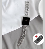 Luxury Watch Band for Apple Watch 7 41 45mm 6 5 4 3 Women Lady Diamond Stainless Steel Bracelet for iWatch 7 44 40 42 38MM Strap